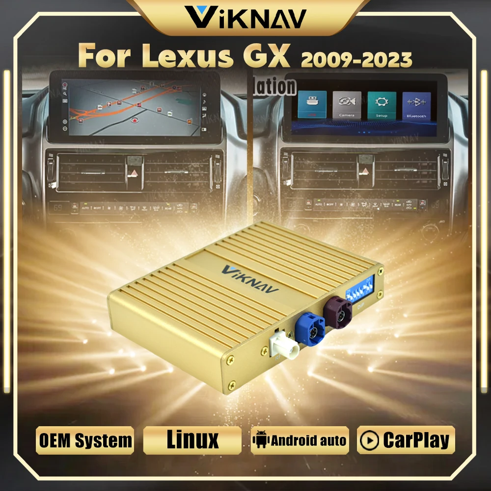 Viknav Linux Interface Decoding Box For Lexus GX 2009-2023 Wireless Apple CarPlay Android Auto Upgrade Decoder Box