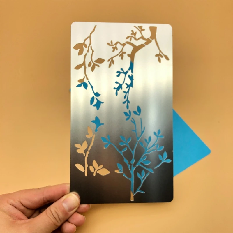 Burning Stencil Tree Branches Stainless Steel Metal Stencils Template for Wood Carving Drawing Engraving Project Dropship