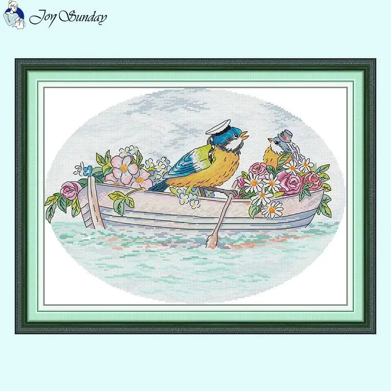 Going on a trip Flower and Bird Patterns Cross Stitch Kit Aida 14CT 16CT 11CT White Counted Printed Canvas Embroidery Sewing Set