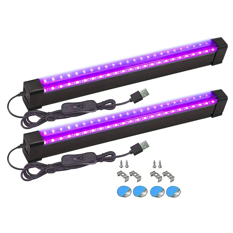 CHCH UV LED USB T8 Black Light Bar Fluorescent 2Pcs/Lot UV Strip Lights Ultra Violet Lamp Tube For Party Disco Ultravilet