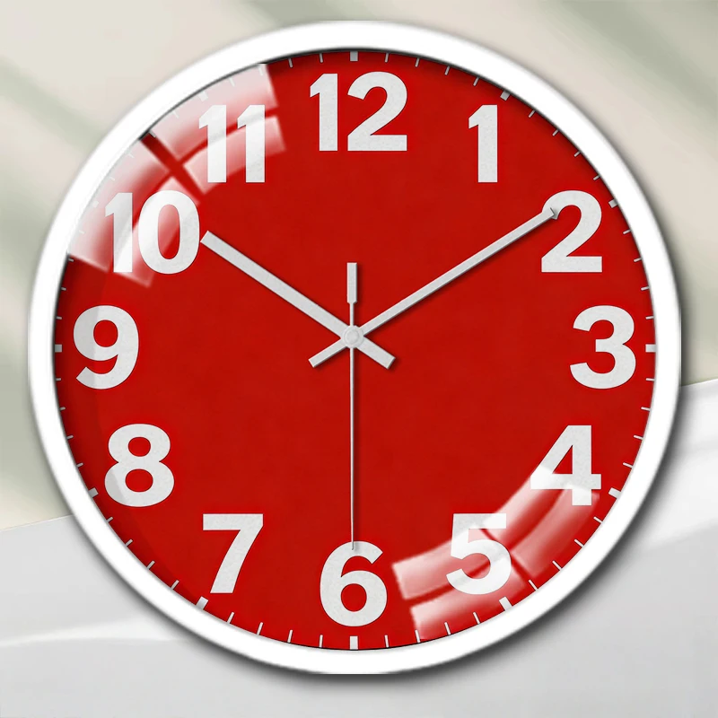 Bright Red Cartoon Round Silent Hanging Wall Clock, Suitable For Living Room, School, Study Room, Bedroom, Children's Gifts.