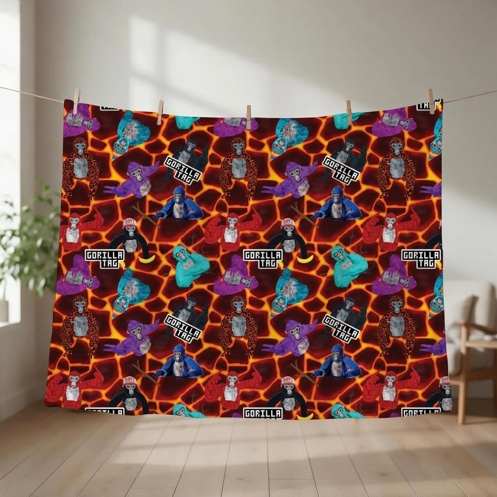 Gorilla Tag Lava Monke Party Throw Blanket couch cozy soft plush fuzzy picnic outdoor blanket