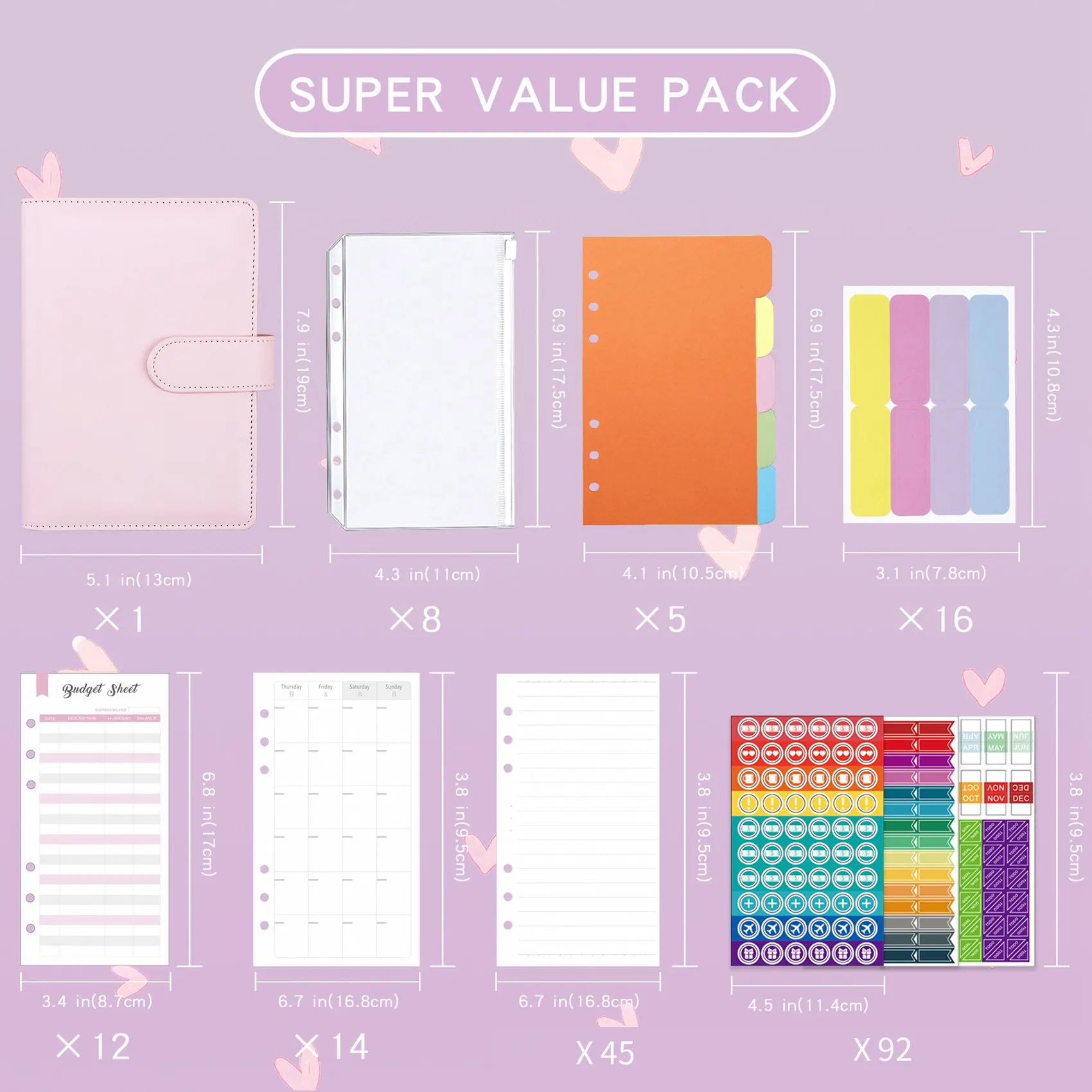 A6 из искусственной кожи Обложка для бумаг, карманы для бумаг с расходовым карманом для наполнения наличными и планирования, розовый