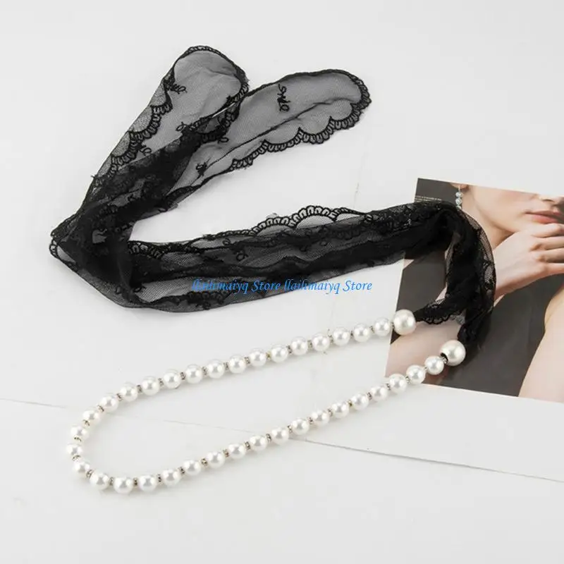 573B Blingbling Rhinestones Pearls Waist Chain Adjustable Length For Women Elegant Retro Jewelry Accessory