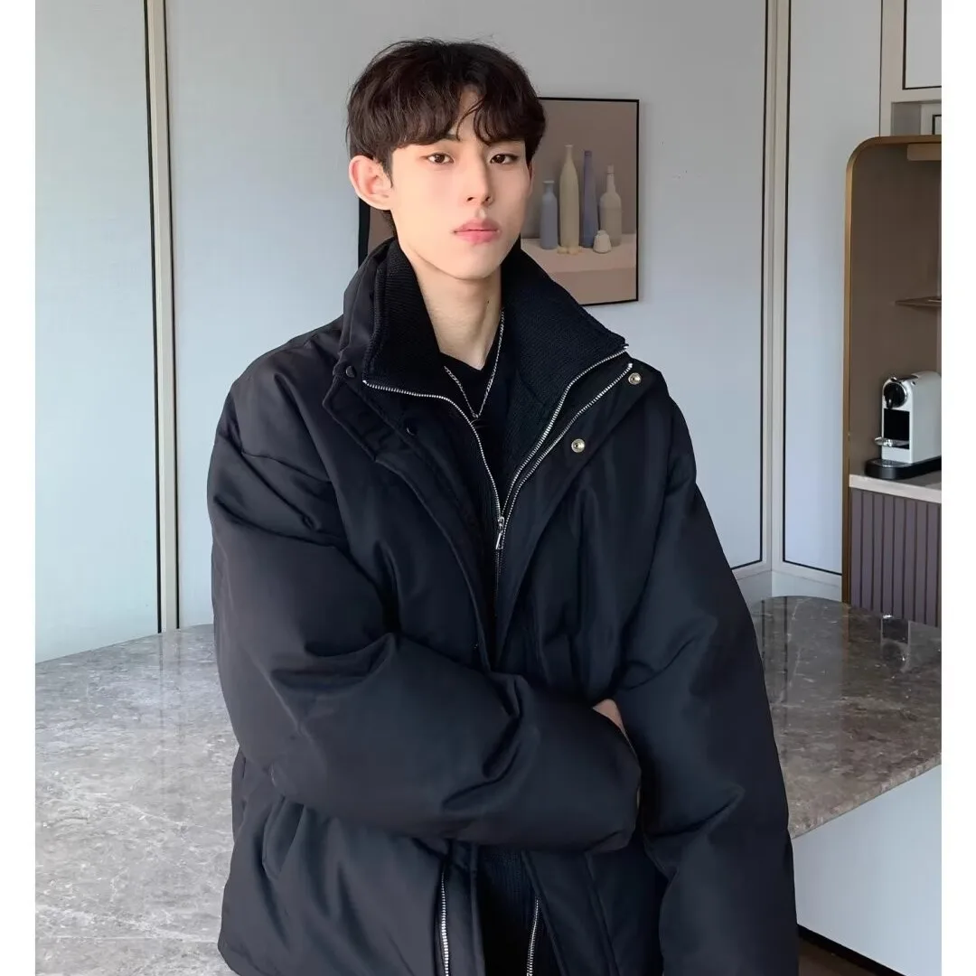 الرجال عادية فضفاض القطن Jaet الدافئة الوقوف طوق القطن معطف مبطّن العصرية الخريف الشتاء حجم كبير 250 Pou وهمية قطعتين