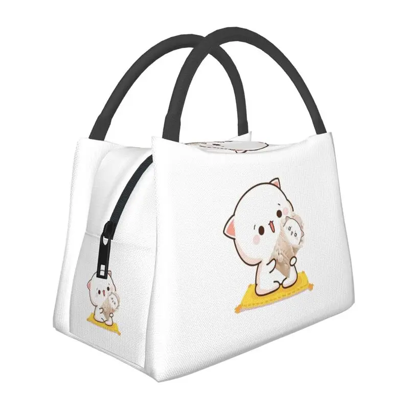 

Cute Mochi Peach Cat Insulated Lunch Tote Bag for Women Resuable Cooler Thermal Food Lunch Box Hospital Office