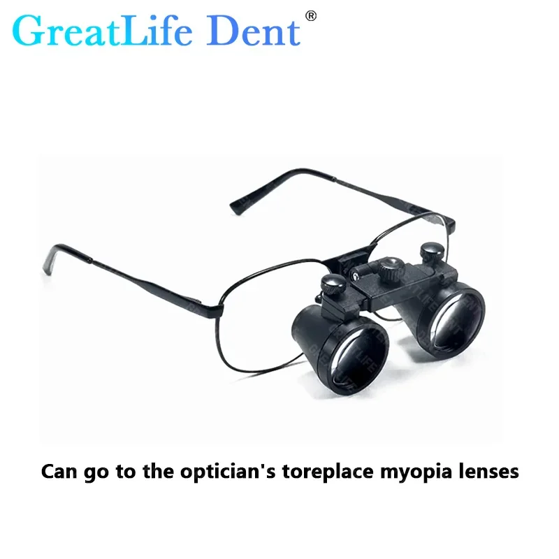 GreatLife-Dent 2.5X/3.5X Dentistes, Monture de lunettes en métal, Type de lunettes dentaires en aluminium, Éclairage de laboratoire, Loupe médicale