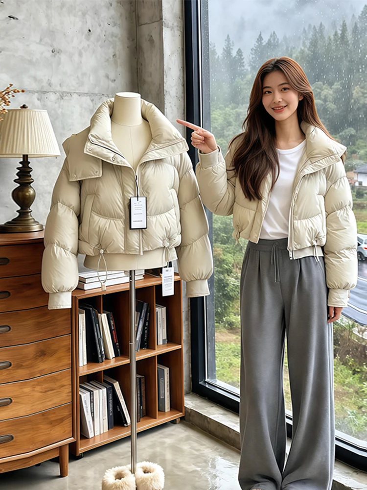 

Faionable ort down Cotton Jaet Women's Warm Sli Winter Coat Korean Sle Loose Fit Hooded Zipper Closure Color