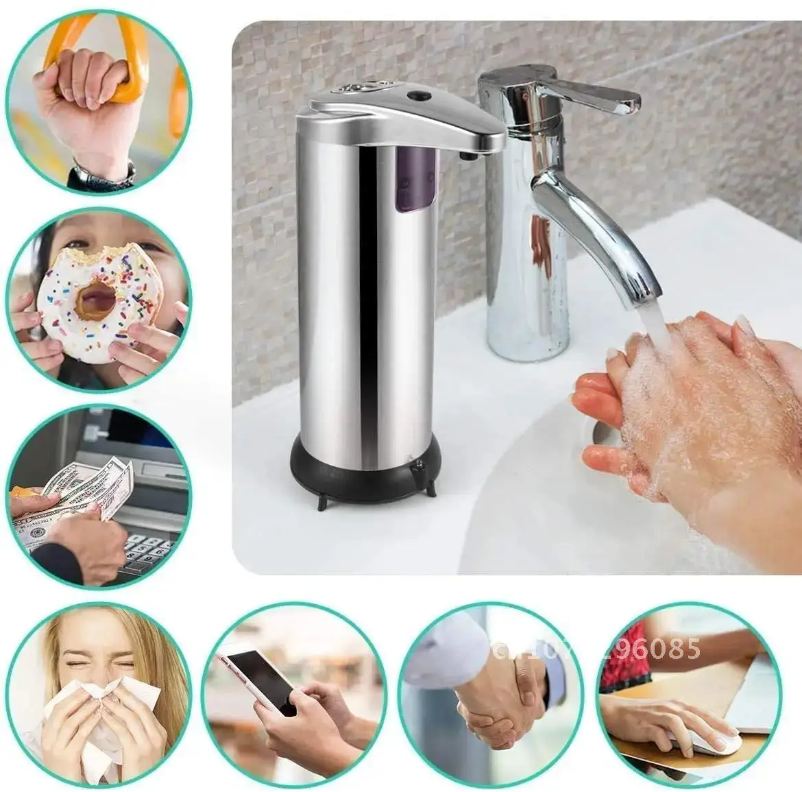 Stainless Steel Automatic Liquid Soap Dispenser Smart Sensor 250ML Hand Wash Induction Sanitizer Dispenser Home Kitchen Bathroom