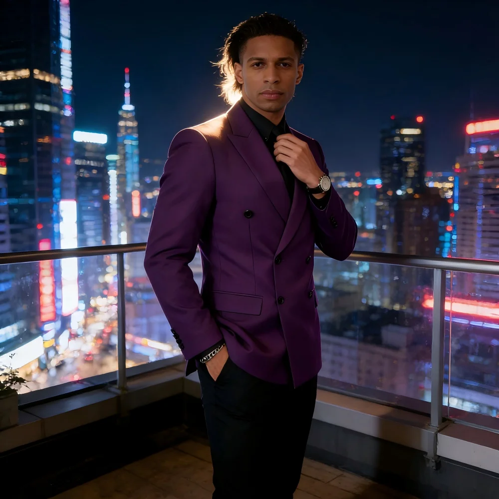 

Business Double Breasted Blazer New Long Sleeve Blazer Regular Length Stretchy Blazer 3XL Professional Workwear