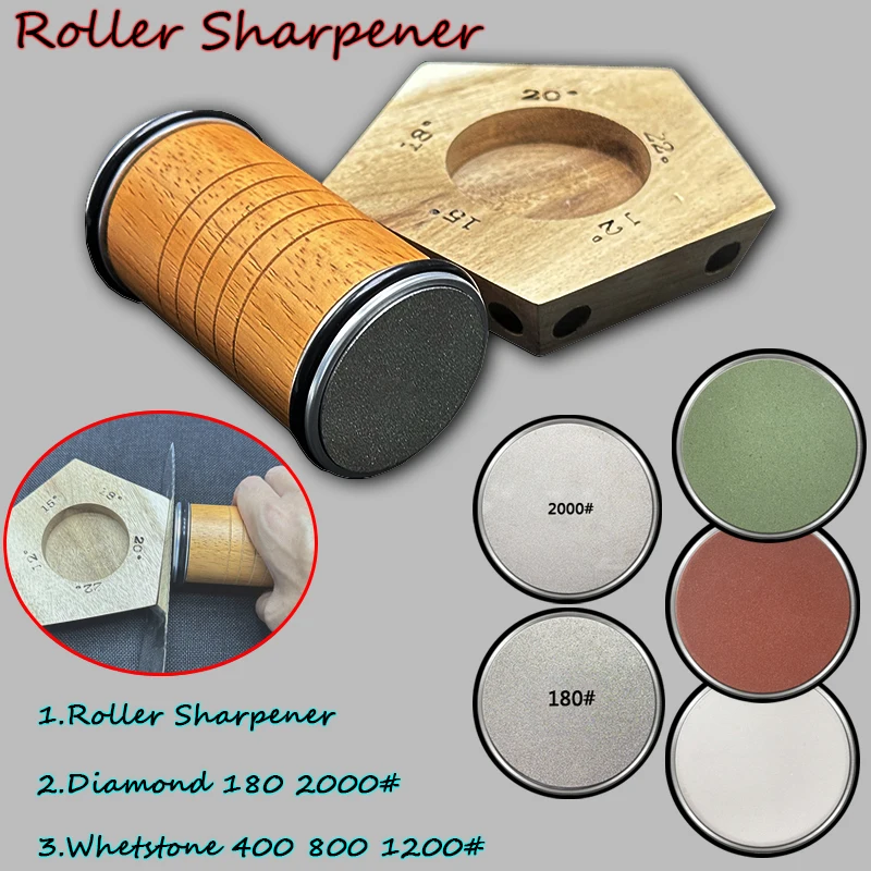 2023 Upgraded Roller Knife Sharpener 12 15 18 20 22 Degree Fixed Angle Knife Sharpener Diamond Whetstone Sharpening Accessories