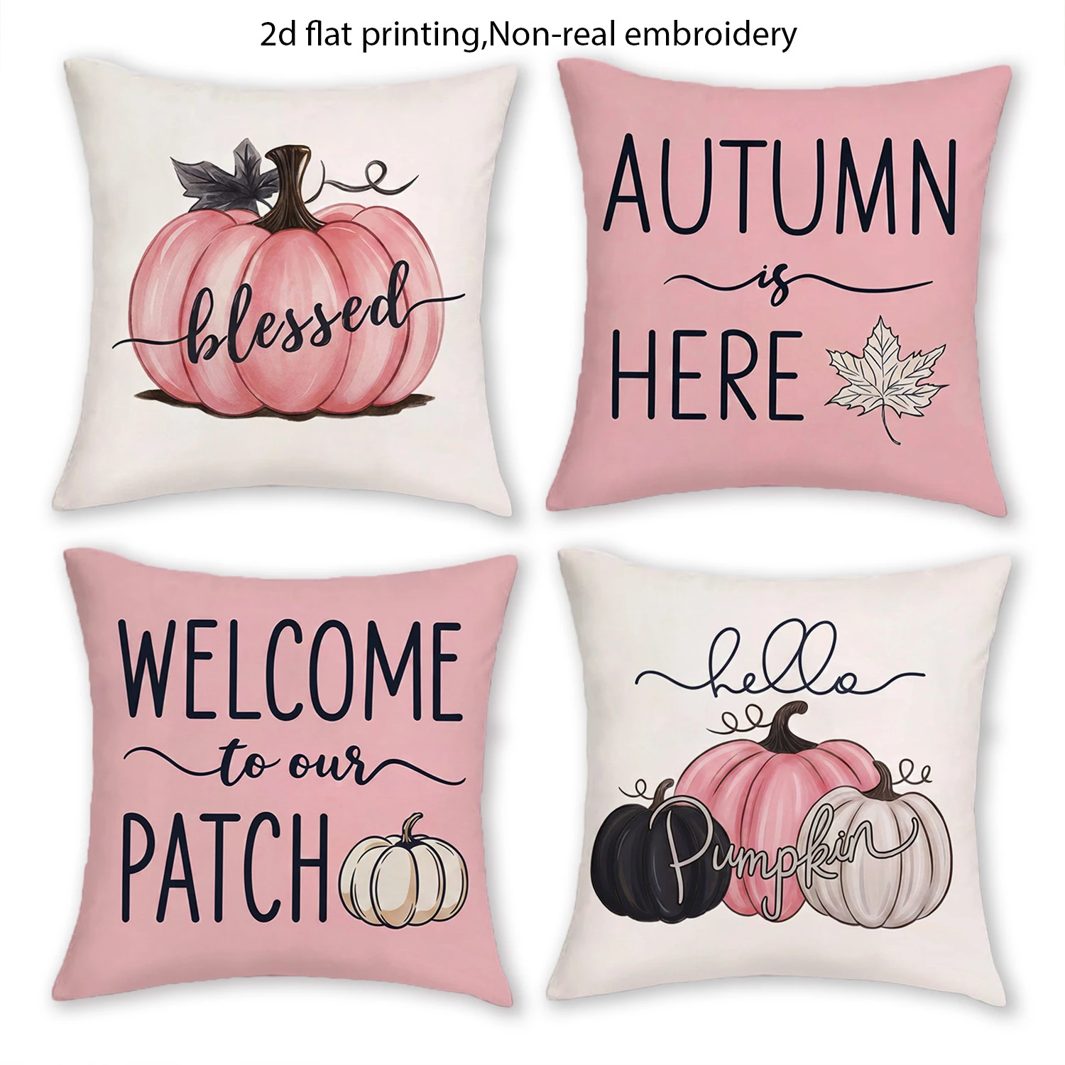 4PCS Fall Throw Pillow Covers, Watercolor Pumpkin Maple Leaf Autumn Farmhouse Decorative Cushion Cases for Sofa Couch Bed
