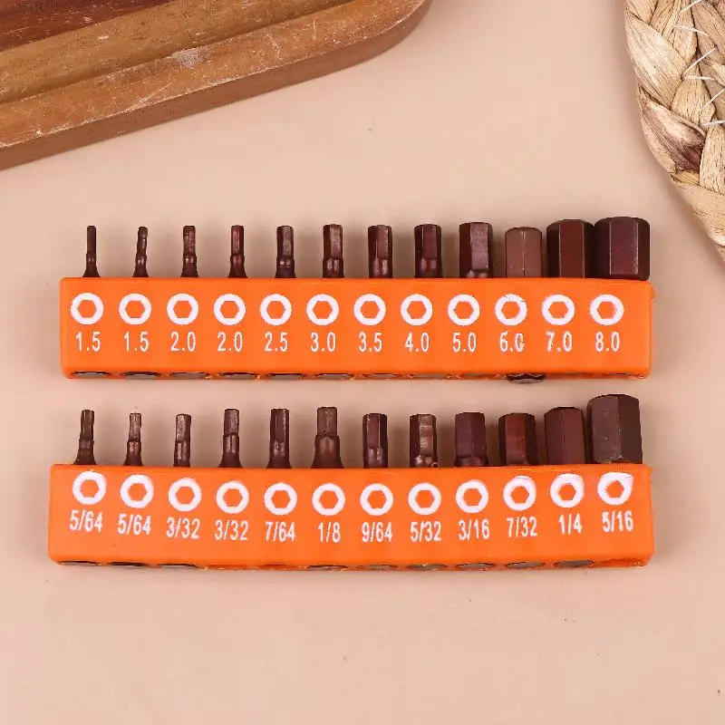 12/24[cs 25mm Hex Shank Magnetic Hexagonal Screwdriver Bit Set With Storage Strip