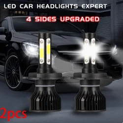 Upgrated 2x LED Car Headlights H7 H11 9005 9006 9012 HIR2 9004 9007 360° 4 Sides Headlamp H4 H13 High Low Beam Cars Lights Bulbs
