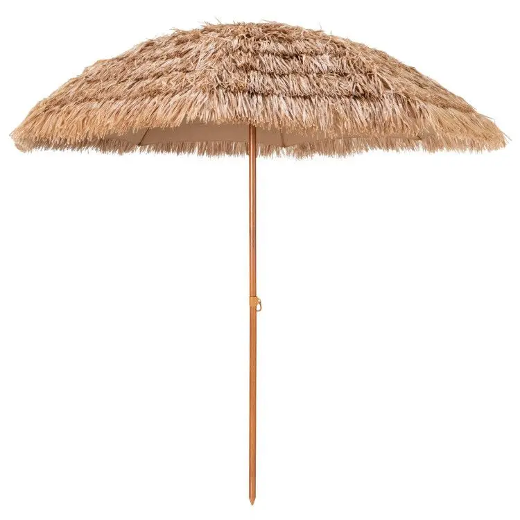 

8 Feet Patio Thatched Tiki Umbrella Hawaiian Hula Beach Umbrella