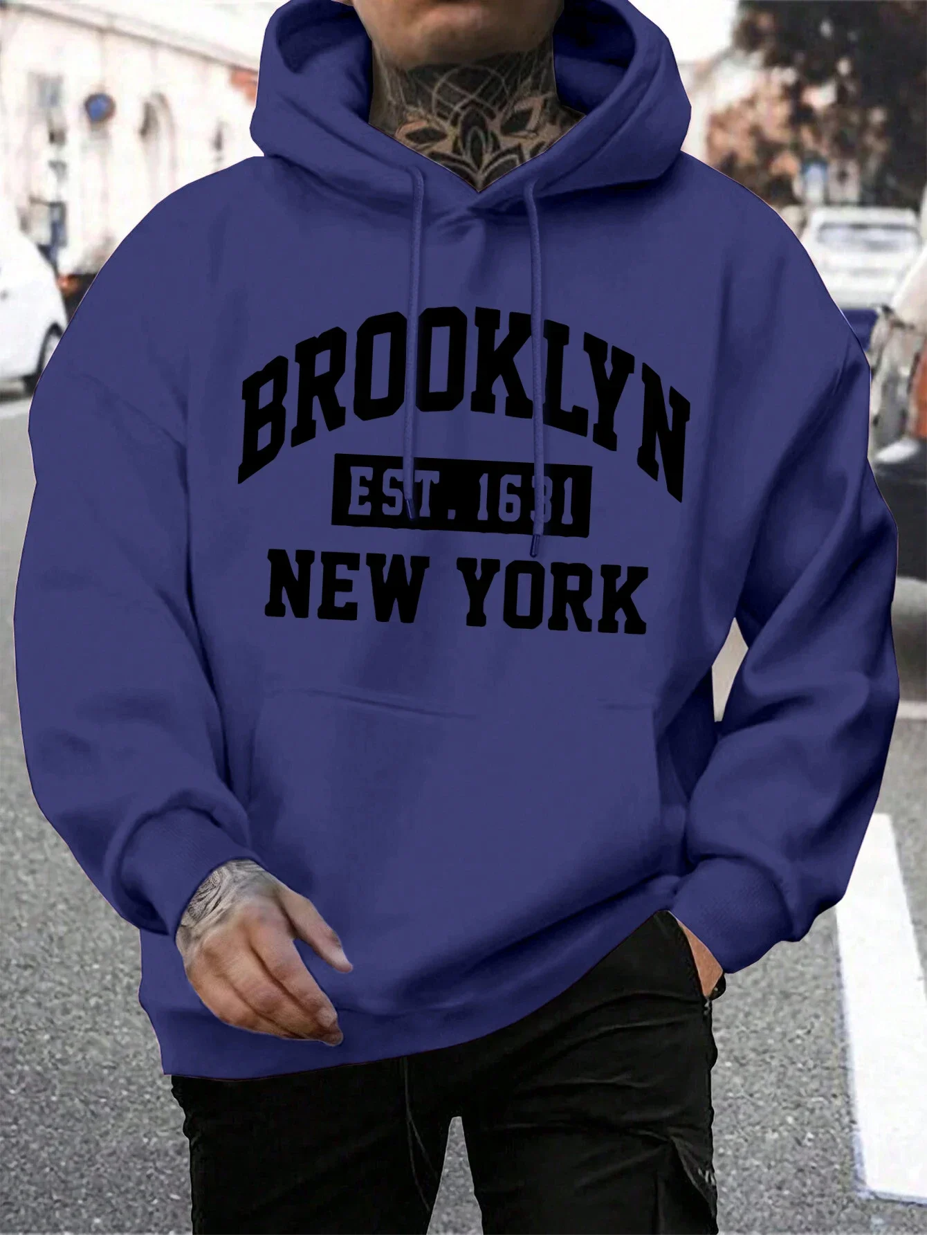 Beooklyn est 1631 nova york impresso com capuz masculino velo quente tamanho grande hoodies moda forro de pele com capuz moda casual S-XXL topos