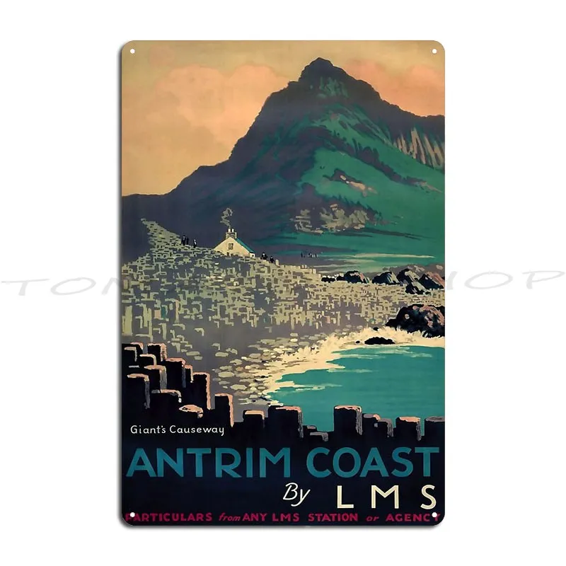 Antrim Coast Vintage Travel Metal Plaque Poster Living Room Wall Decor Wall Mural Plaques Designer Tin Sign Poster