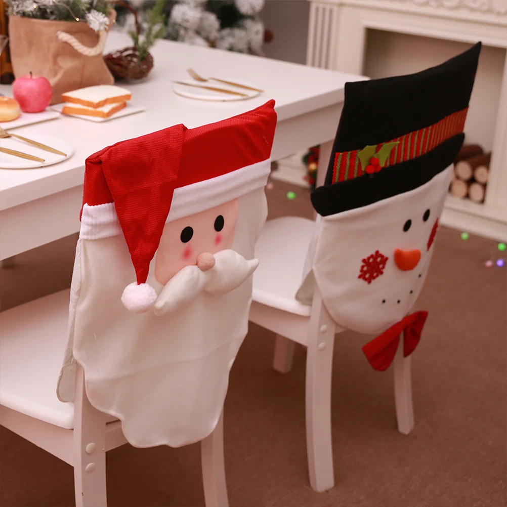 

Chair Back Cover for Christmas Snowman Theme Waterproof Decorative Cover for Dining Room Chairs Holiday Party Decoration