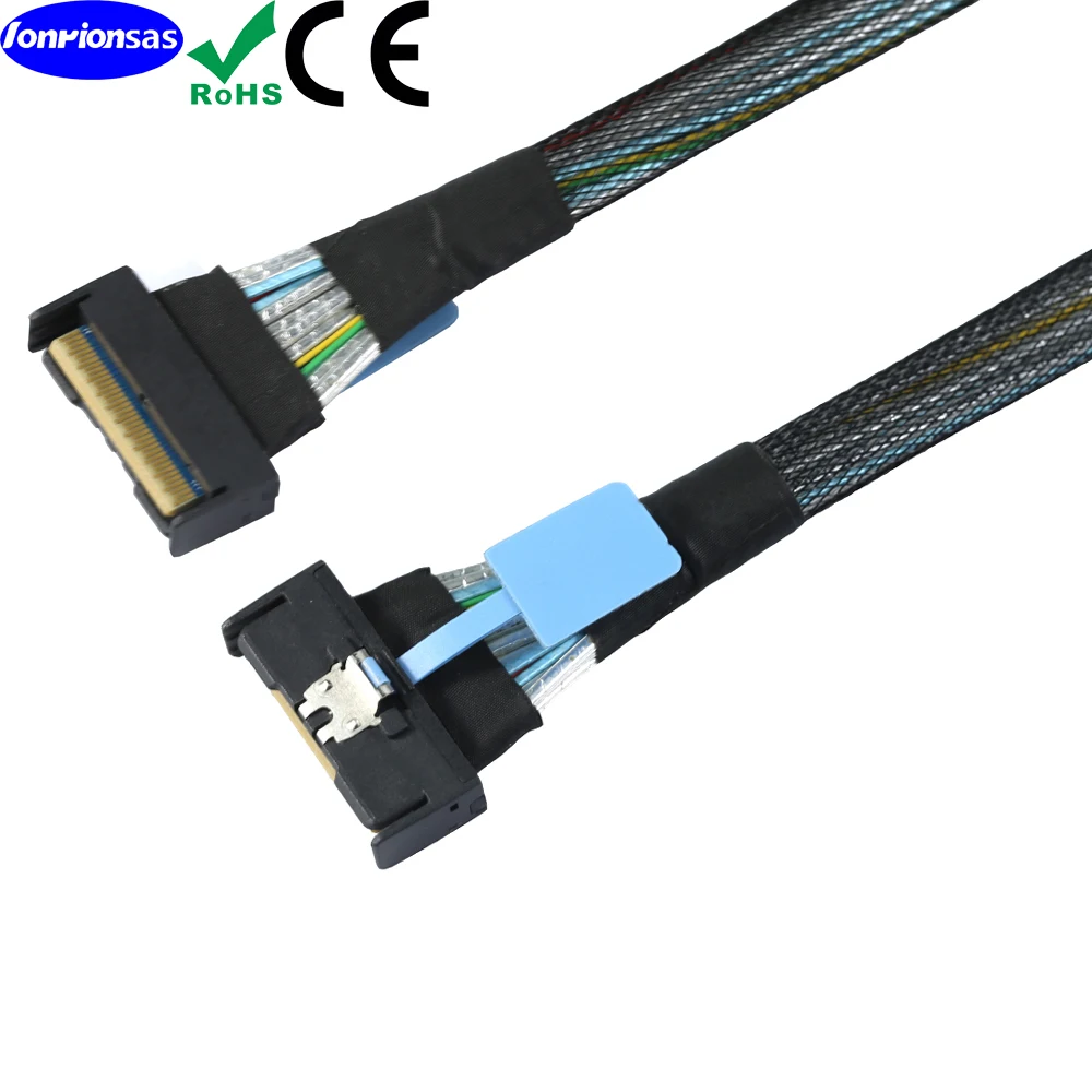 PCIe 5.0 Mini Cool Edge IO MCIO STR 8i to SFF-8654 8i 74Pin Slimline SAS Extension Cable Server Internal Data Cable