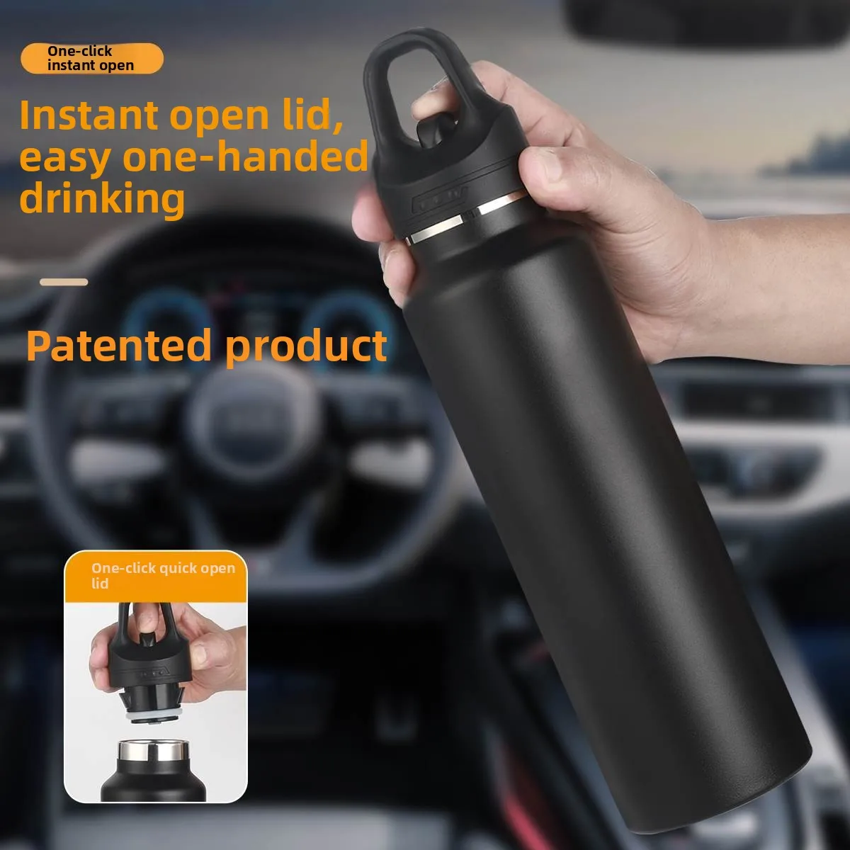 Single Hand Press Cap No Thread Insulated Cup Outdoor Sports Water Cup Car Coffee Cup Heat Preservation Eight Hundred Milliliter