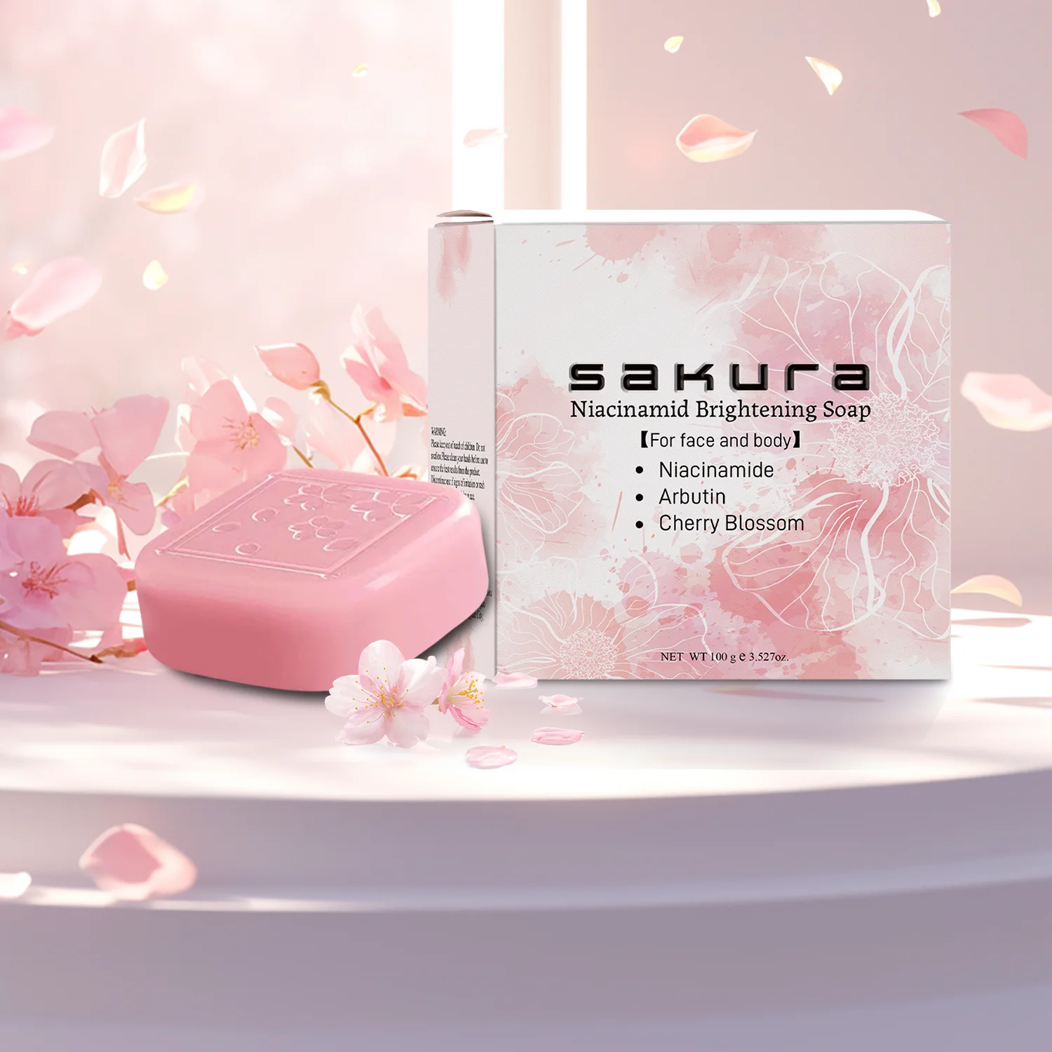 AOAO Sakura Brightening Bar Soap -Formaldehyde-Free,  Cherry Blossom Scent, Deep Cleansing, Moisturizing