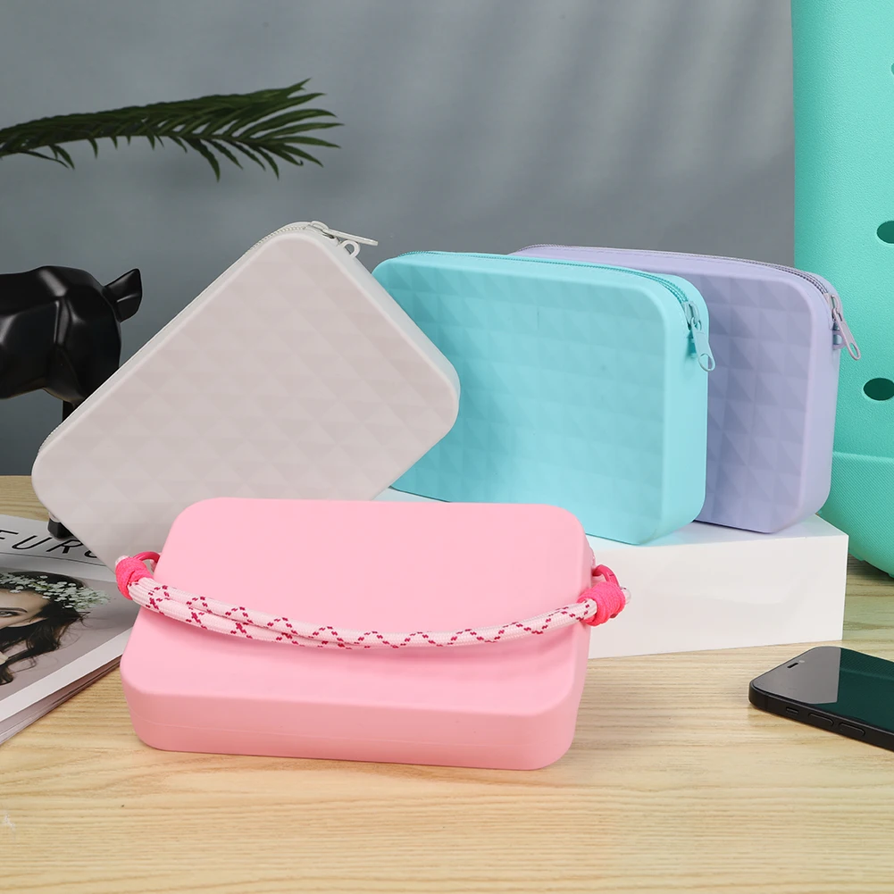 

Silicone Storage Pouch Phone Holder with Lanyard Cosmetics Storage Bag Large Capacity for Bogg Bag