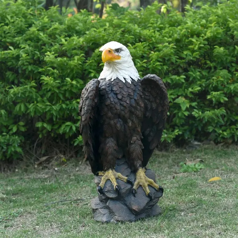 Artificial Art Deco Resin Falcon and Eagle Handmade Outdoor Garden Statue Good Weather Resistance 79x53x109 cm view 3