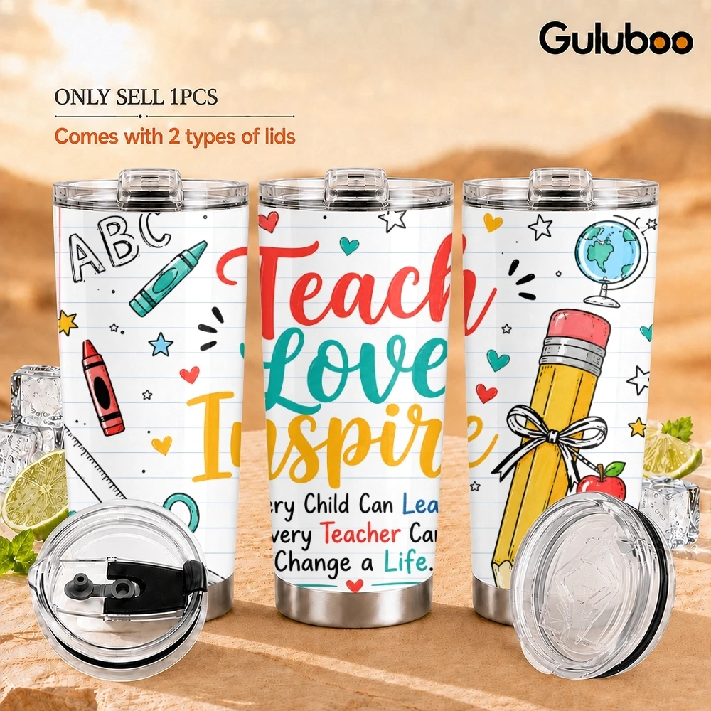 Best Teacher Ever Vacuum Flasks 20oz Long Lasting Hot Cold Drinks Container Leakproof Stainless Steel Cup&Straw&Travel Gift