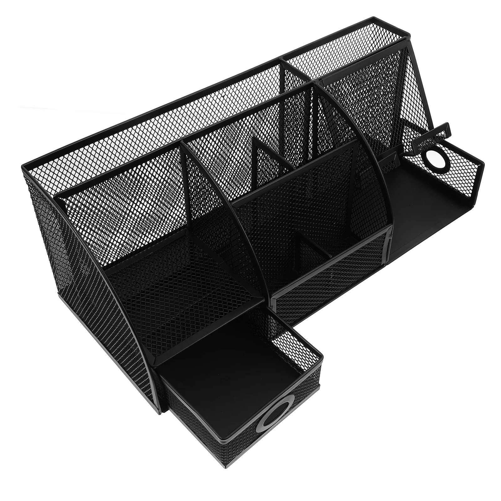 Iron Mesh Desktop Pen Holder Storage Box Compact Office Desk Organizer Stationery Organizer Multifunctional Storage Case