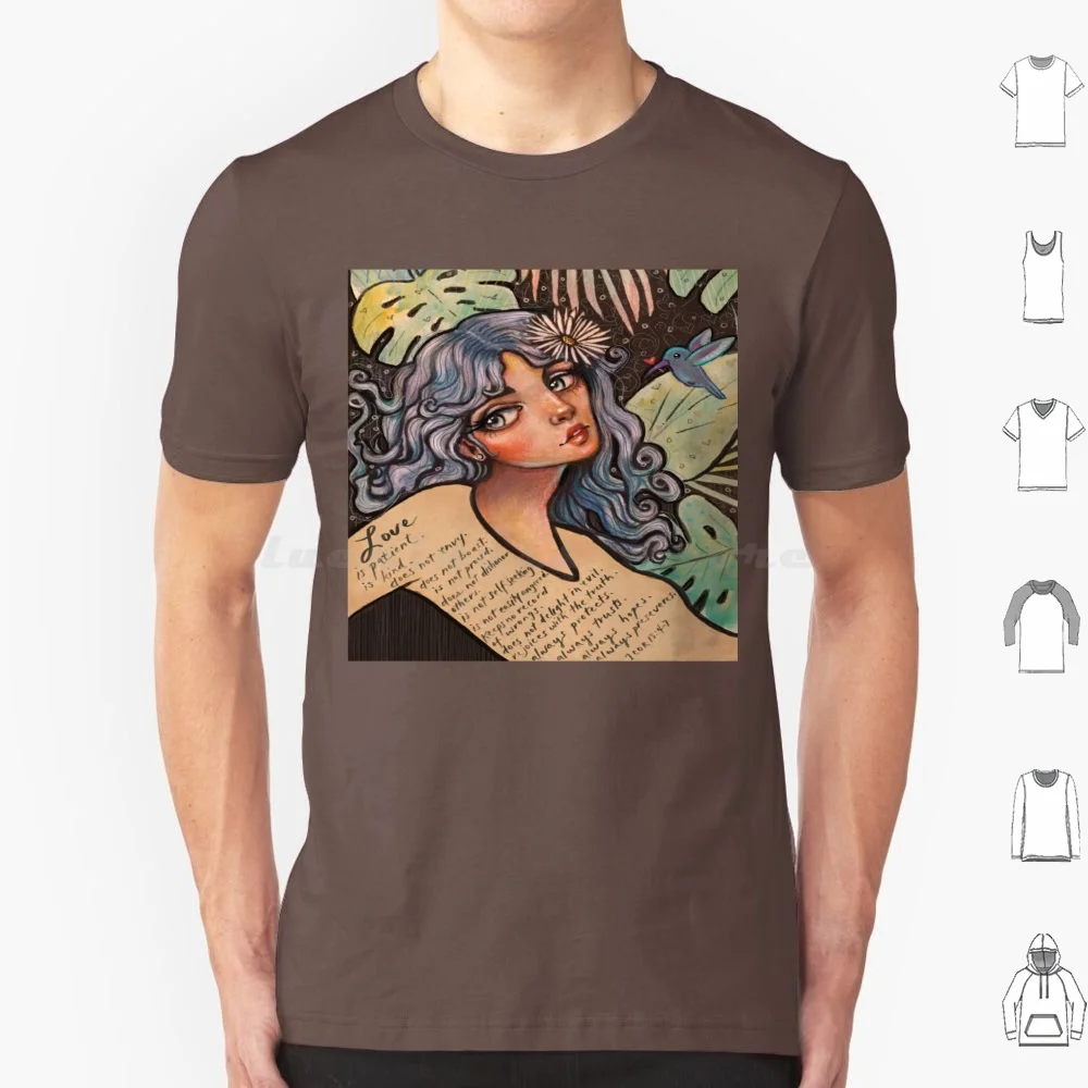 O amor é t camisa de algodão das mulheres dos homens diy impressão corinthians amor é amor nidimarart beija-flor coração bíblia citação citação escritura