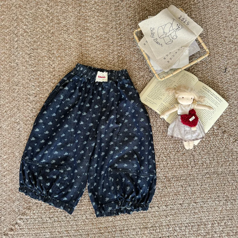 

Girls Pants with Floral Patterns Wide Leg Jeans Spring and Autumn 2025 New Korean Style Fashionable and Stylish Pants