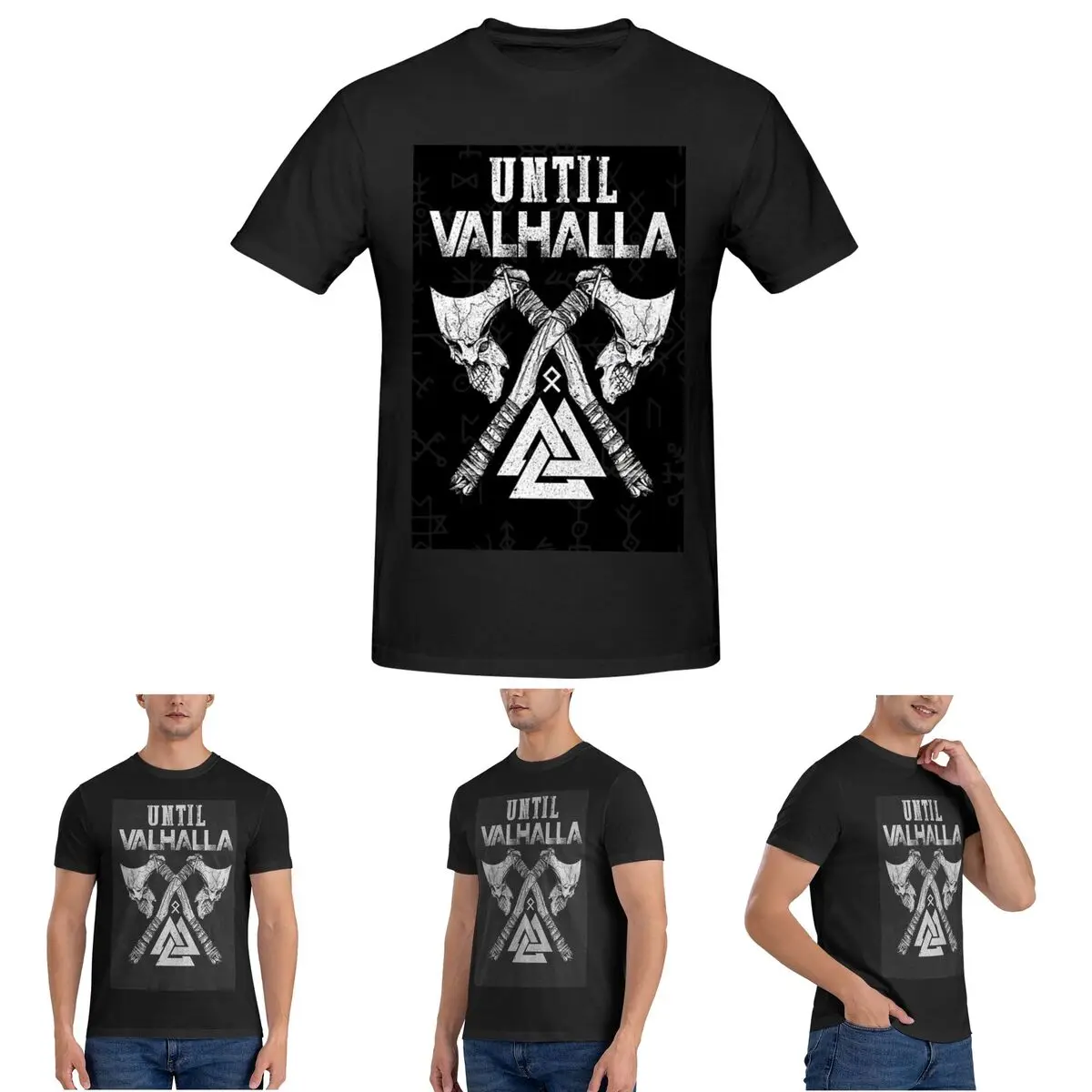 

Viking Warrior Until Valhalla Viking T-Shirt for Men Cotton Plus Size T Shirts Men's Tees Short Round Neck Summer Clothes Tops