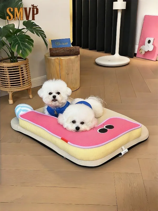 

Cartoon Contrasting Colors Interesting Eye Shape Cool Feeling Pet Ice Pad Ice Silk Breathable Pet Nest Cats Dogs Home