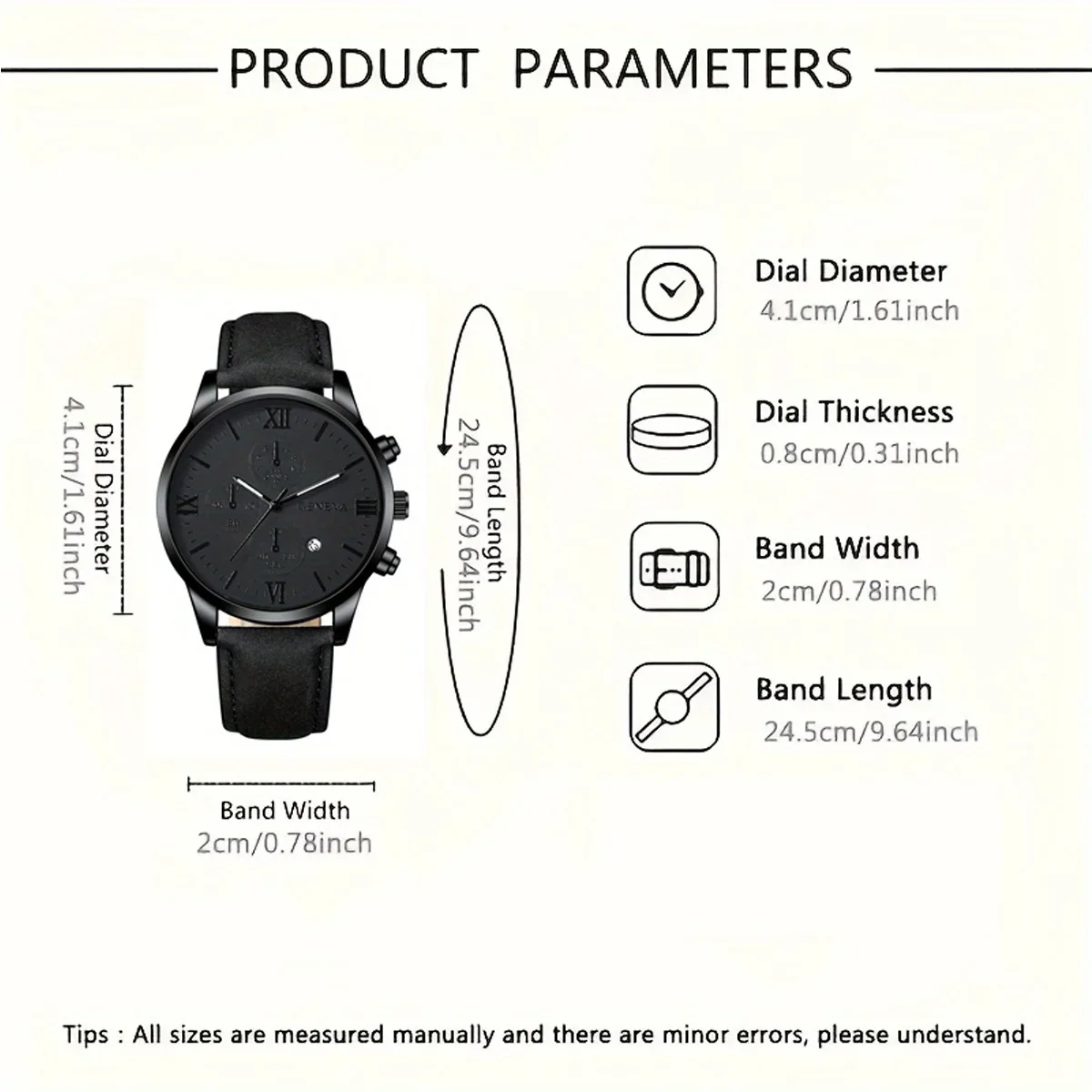 2pcs Fashionable Men's Watch Set, Quartz Movement, Date Display, Casual Men's Watch, Business Watch, Men Gift