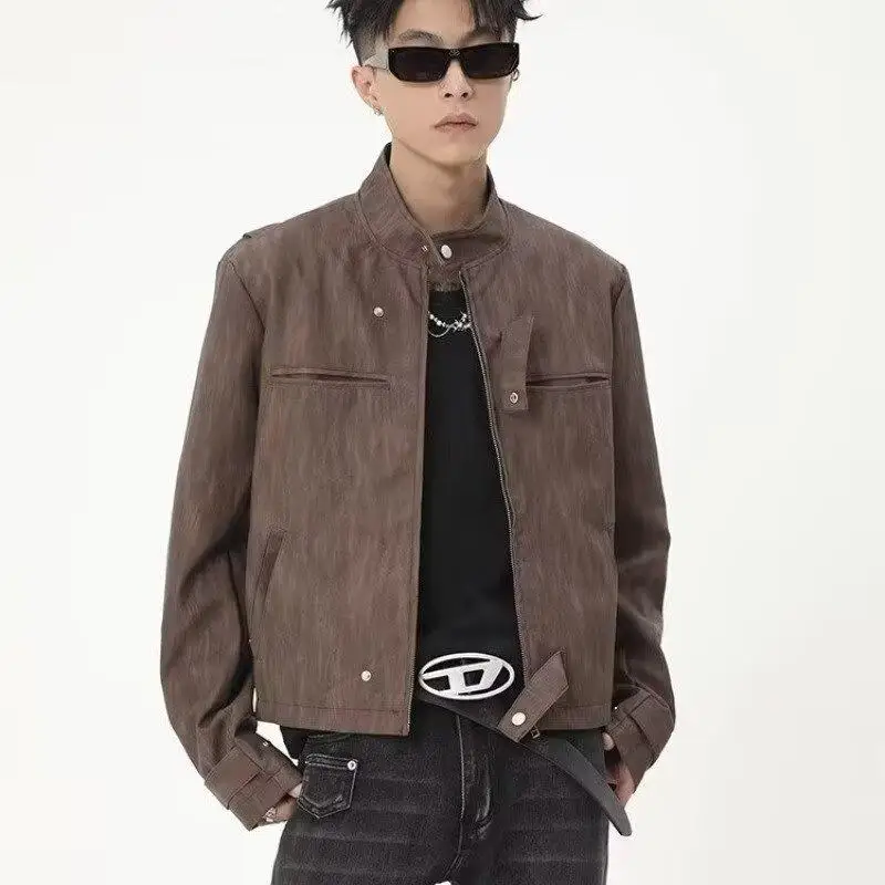 

Повседневная модная мужская кожаная куртка в стиле ретро в американском стиле Sle 2024, новая универсальная верхняя одежда для мужчин и женщин