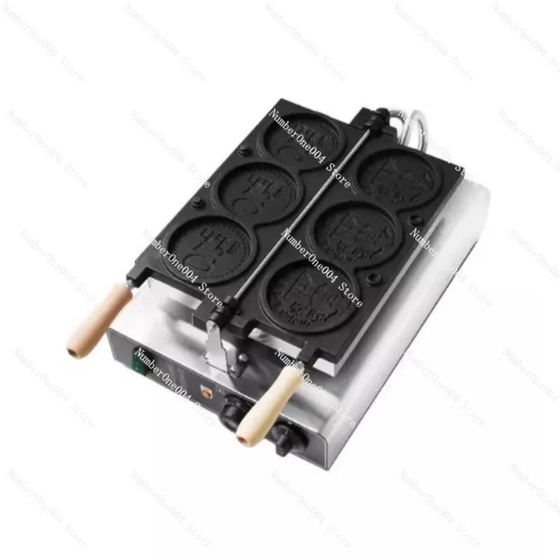 

For Gold Coin Waffle Machine Non-stick Snack Making Machine Round Shape Waffle Maker for Snack Equipment