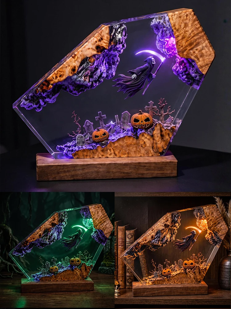 Customized Items Resin Table Light Witch Figure Theme LED Night Light Creative Artistic Room Decoration Lamp USB Charge - view 5