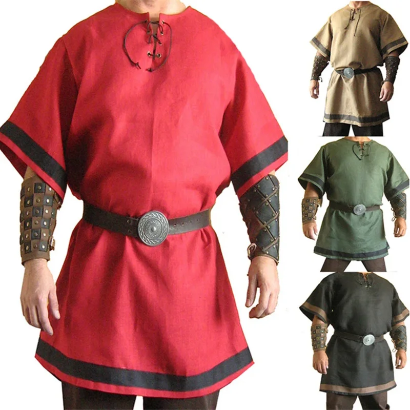 Middle Age Renaissance Warrior Knight Medieval Costume Men Tunic Bride Halloween Cosplay Archer Disguise Fancy Nobleman Clothing