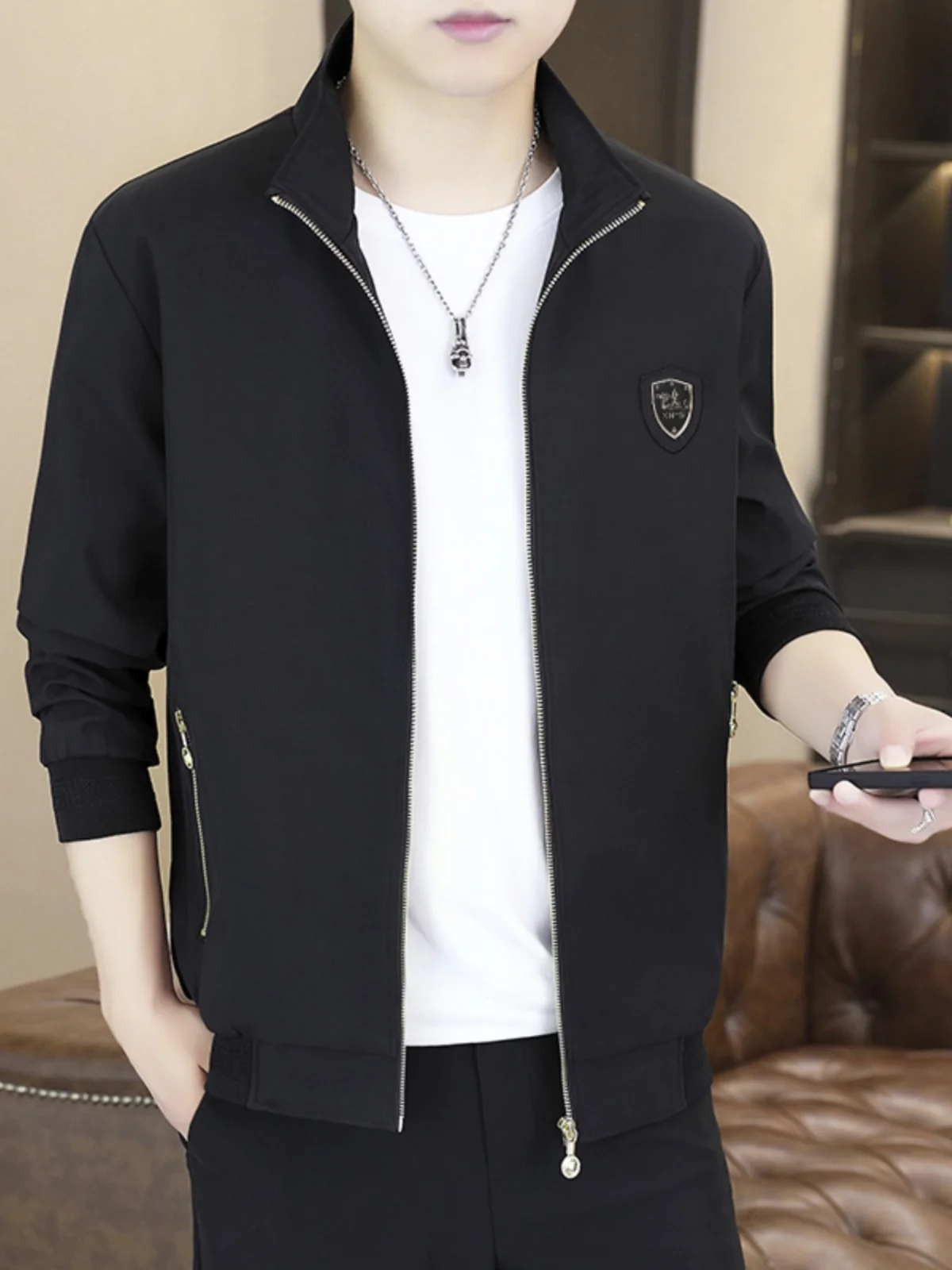 Paul 2024 ملابس علوية للرجال لخريف وشتاء Jaet بياقة واقفة فاخرة Haome Bae منتصف الشباب ملابس علوية عصرية حضرية طويلة...