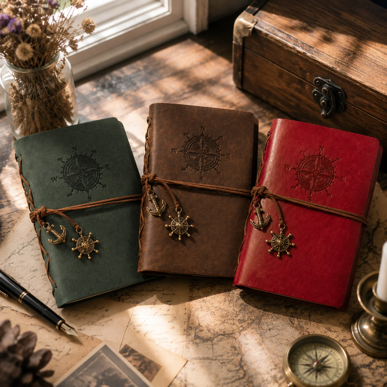 A Vintage Custom Notebook for Amazon, Portable Pirate-Style Loose-Leaf Notebook, Retro Notebook for Office Notes, Portable Gift Notebook