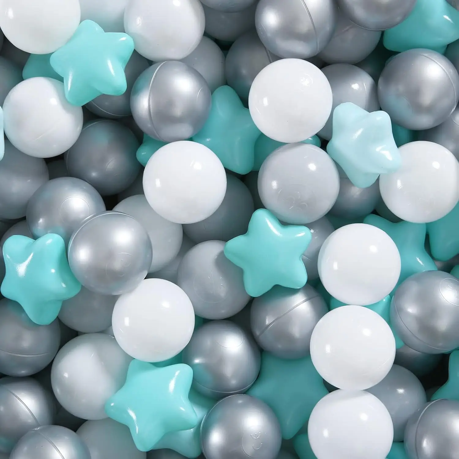 Bolas de plástico para niños pequeños, parque infantil, piscina, decoración de fiesta Pastel para bebés, verde, gris y blanco, 100 bolas