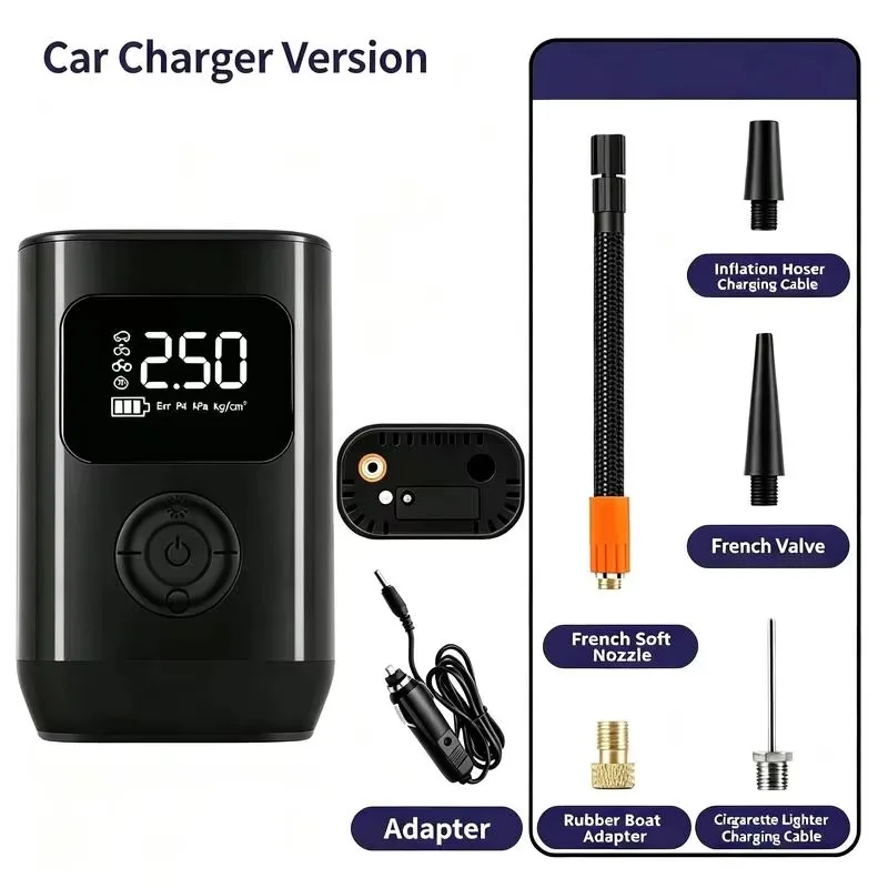 Car Air Pump, Cigarette Lighter Inflator, 19-Cylinder Corded Air Pump, High-Performance Inflator, with Led Digital Display,
