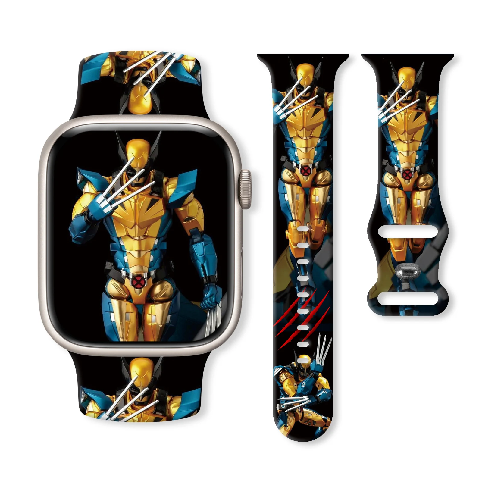 

Marvel Rampage Wolverine Print Band for Apple Watch 11/10/9/8/7/SE, Soft Silicone Replacement Strap for 45mm/44mm/42mm Watchband