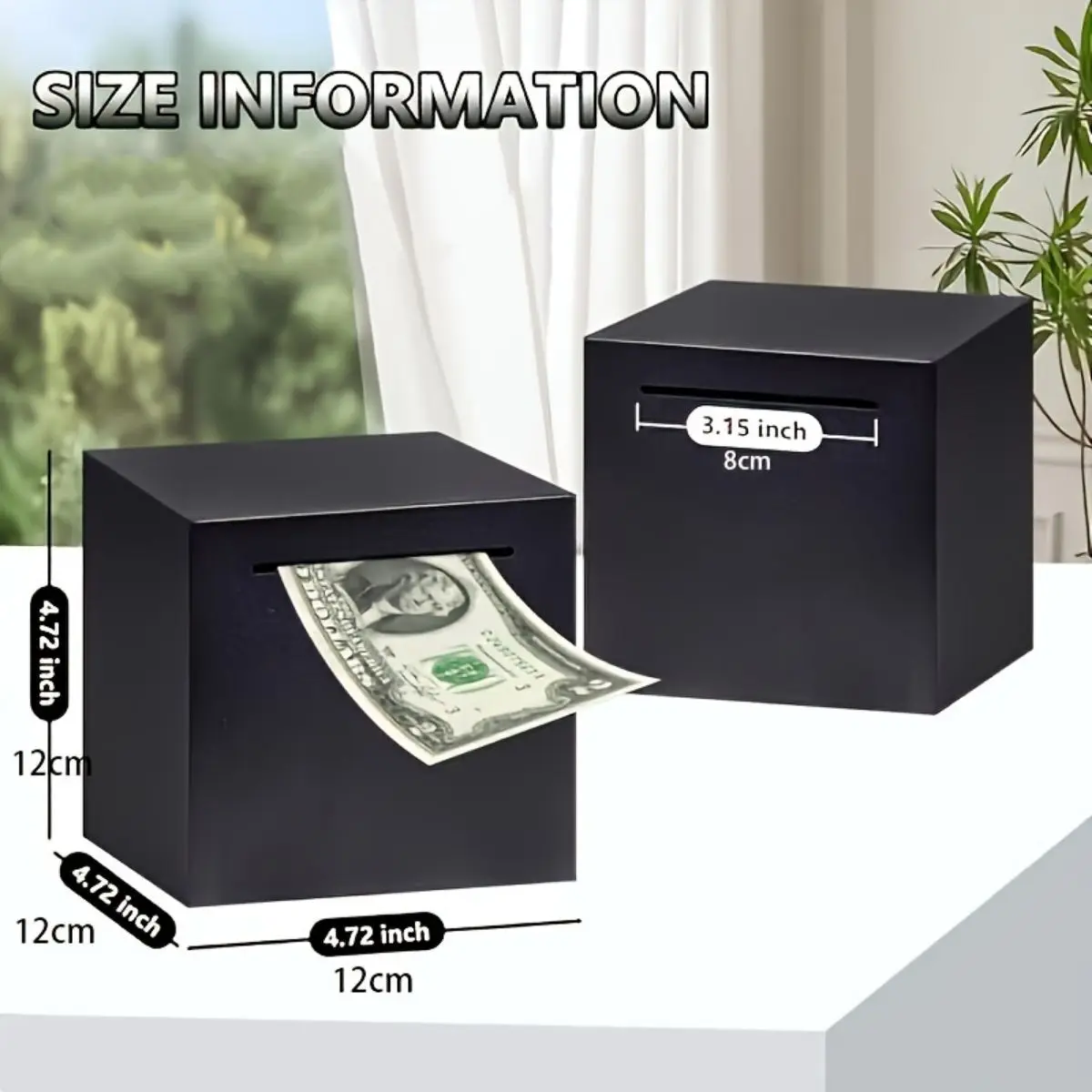 DIY Piggy Bank for Adults Metal Piggy Bank Metal Money Bank for Cash and Coins Saving 4.72 Inch (Black)