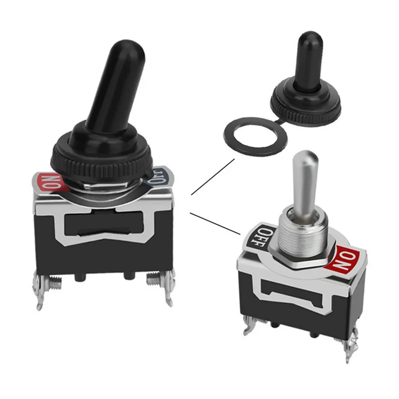 2PCS SPST Waterproof Toggle Switch DC 12V-24V 15A 250V Marine Heavy Duty 2 Pin ON Off Spade Terminals for Automotive Car Boat