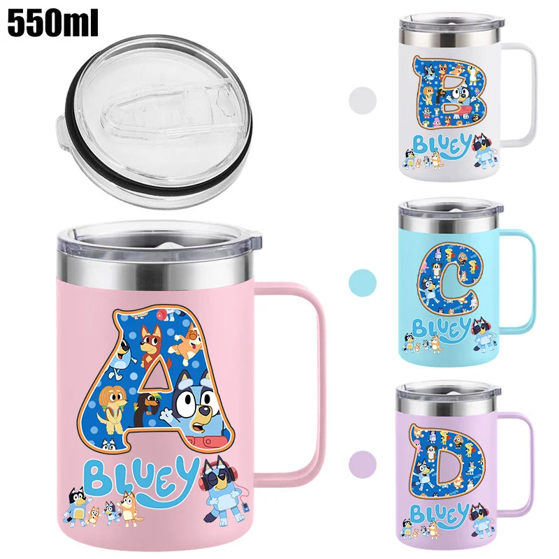 

Bluey Stainless Steel Mug Insulated Cup with Handle Double Layer Insulation Cartoon Bingo Heeler Office Coffee Milk Cup Gift