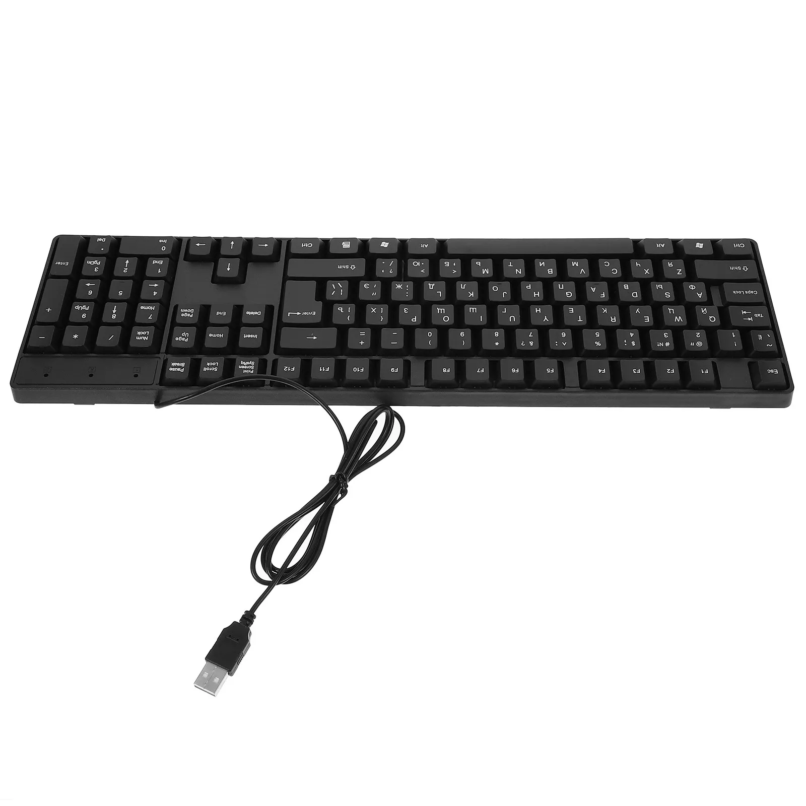 USB Wired Keyboard Russian Layout Full Size Office Desktop Computer Keyboard Plug and Play for Work Gaming Typing