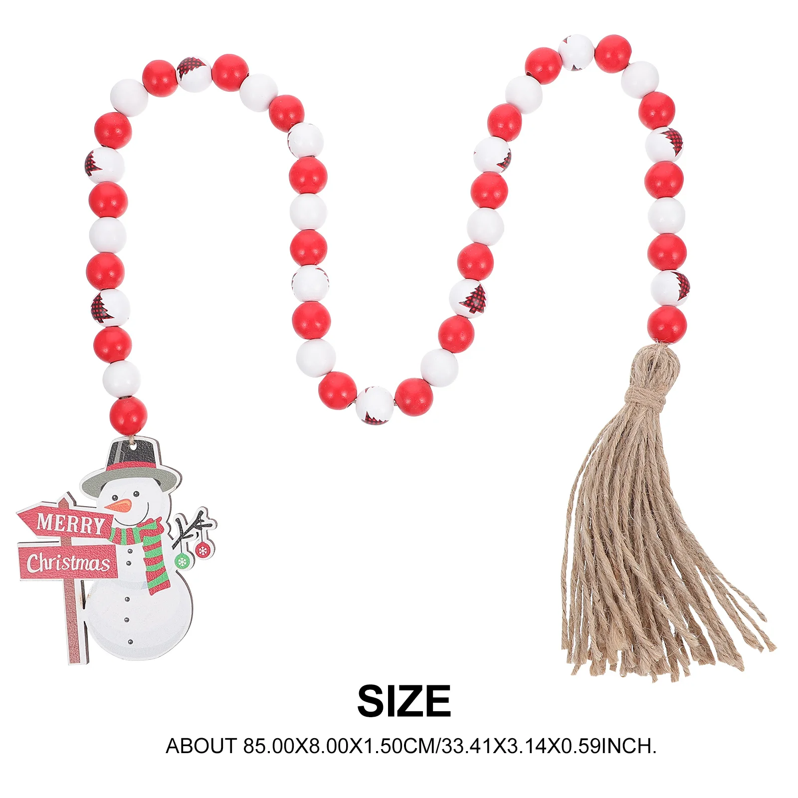 

Christmas Beaded Pendant Wooden Bead String Snowman Cartoon Pattern Christmas Tree Wall Windowsill Decoration Wooden Bead String