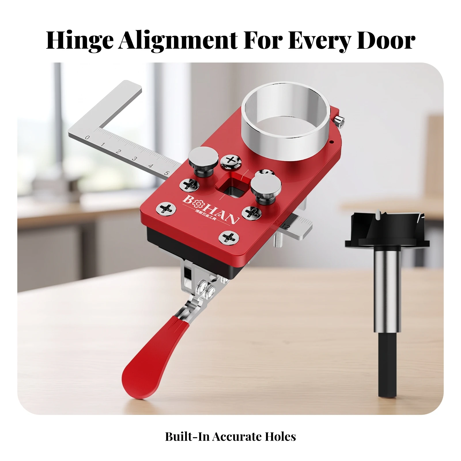 Hinge Jig with Clamp 35mm Cabinet Hinge Drill Guide Tool All-Metal Accurate for Woodworkers, Furniture Assembly