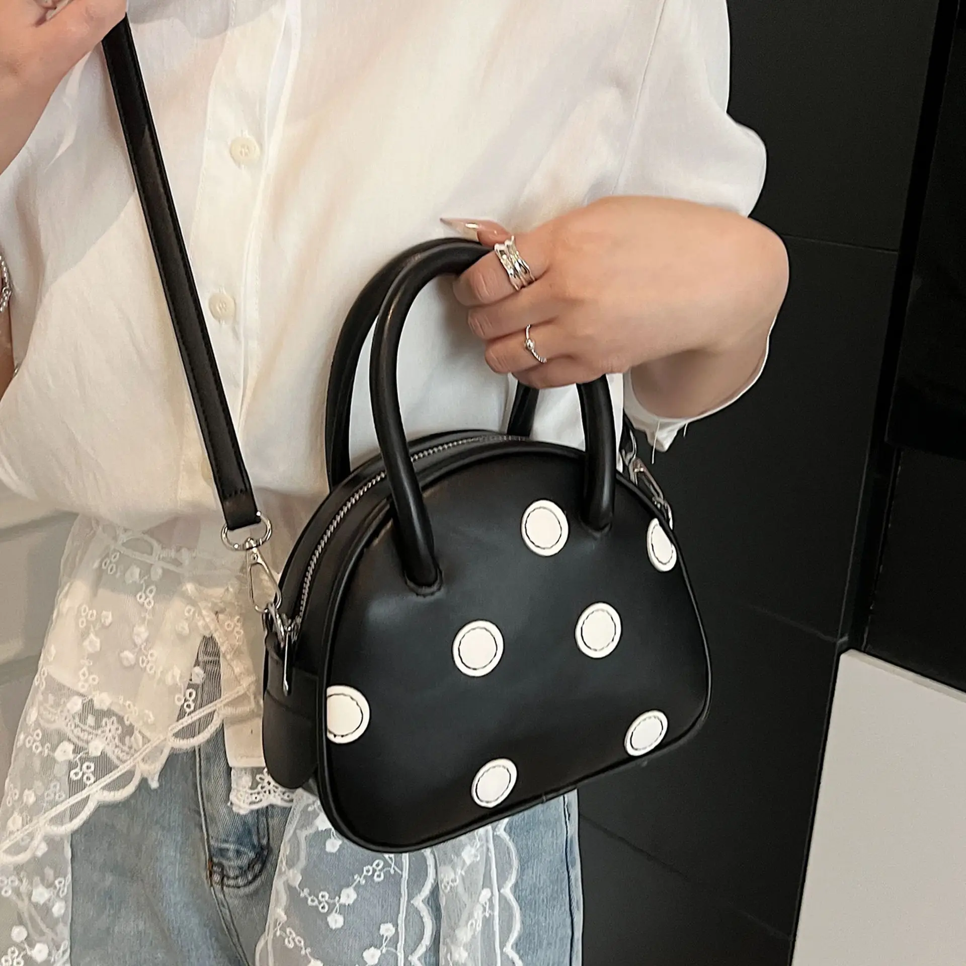 Chic 2025 Women's Polka Dot Crossbody Bag, Luxury Small Square Purse, Polka Dot Pattern Shoulder Bag for Summer & Daily Use​